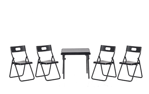 Folding Table, 4 Chairs, Blue